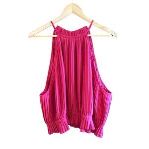Banana Republic Pink Sleeveless Pleated Halter Top XXL Pull Over Elastic Waist